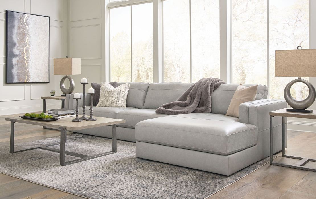 Amiata - 2-Piece Sectional With Raf Corner Chaise - Leather Match - Glacier