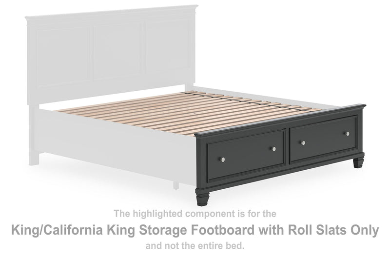 Lanolee - King/California King Storage Footboard With Roll Slats - Black