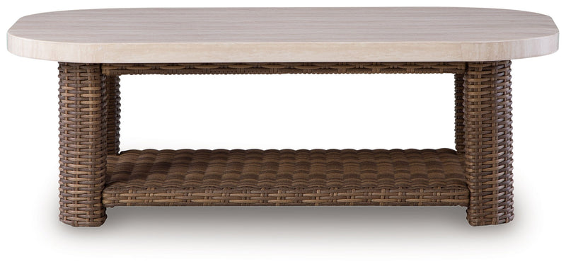 Dolan Creek - Rectangular Cocktail Table - Beige / Brown