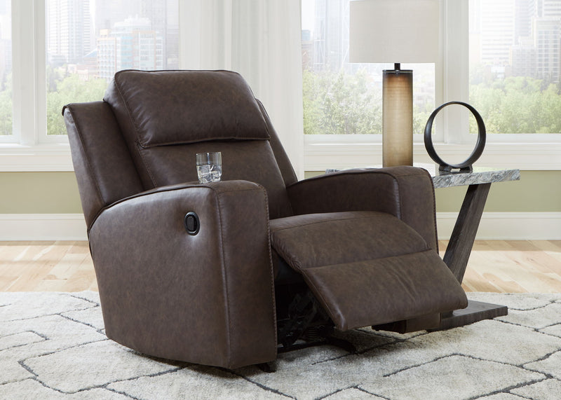Lavenhorne - Rocker Recliner - Faux Leather - Granite
