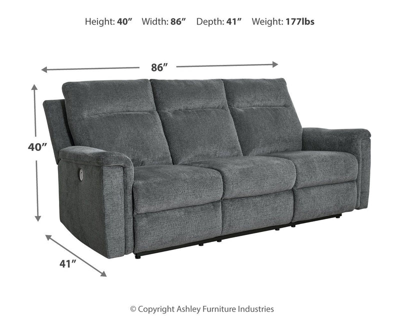Barnsana - Power Reclining Sofa - Fabric - Gravel