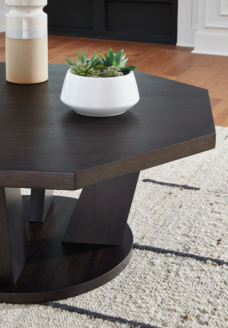 Chasinfield - Octagon Coffee Table - Dark Brown