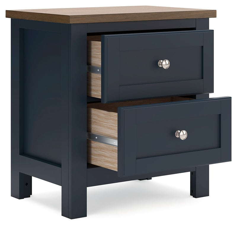 Landocken - Two Drawer Night Stand - Brown / Blue