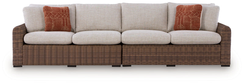 Dolan Creek - RAF/LAF Loveseat With Cushion (Set of 2) - Beige / Brown