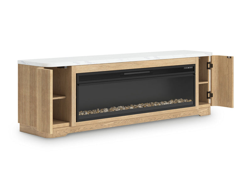 Camdill - 80" TV Stand With Electric Fireplace - Light Brown
