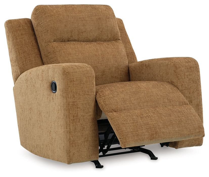Kanlow - Rocker Recliner - Fabric - Honey