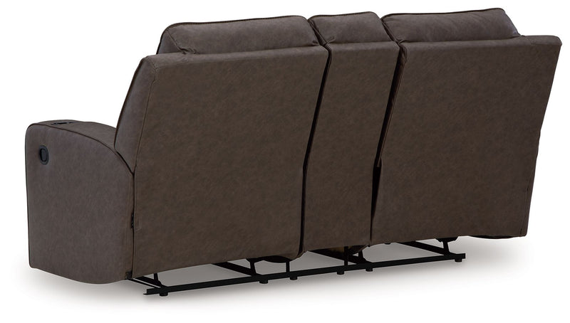 Lavenhorne - Dbl Reclining Loveseat W/Console - Faux Leather - Granite