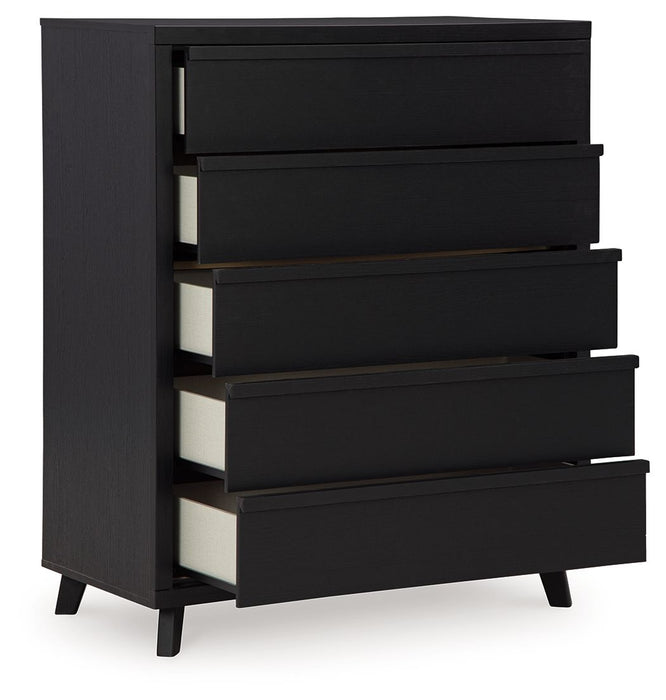 Danziar - Five Drawer Wide Chest - Black