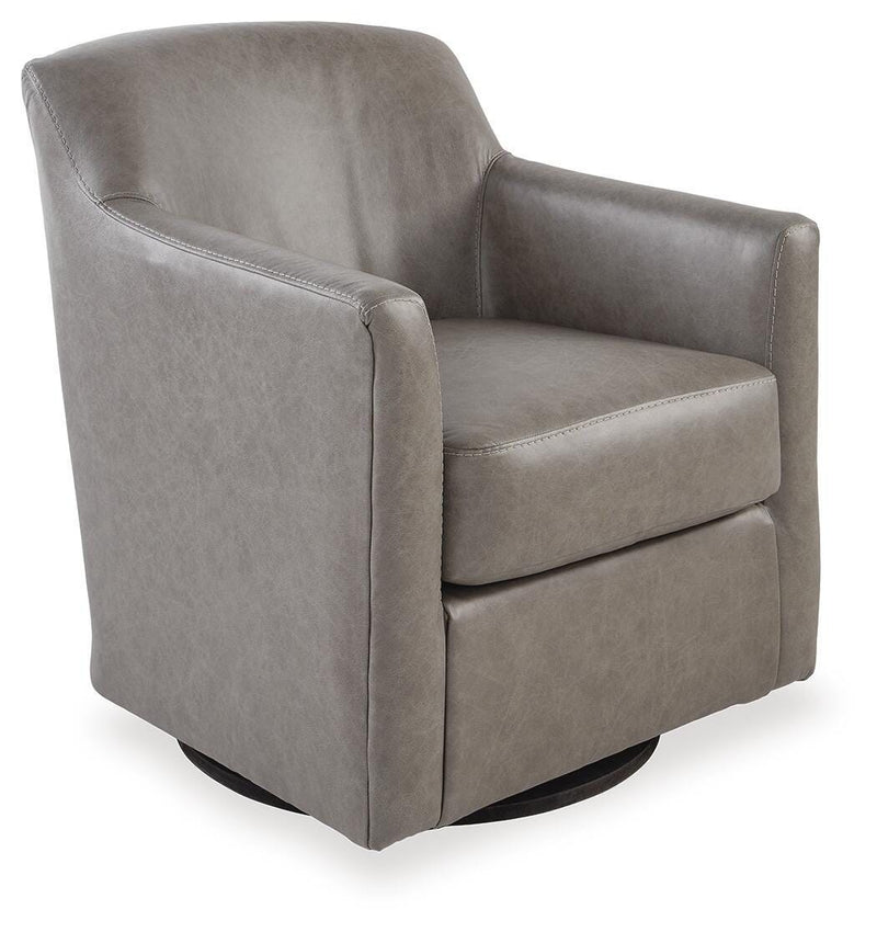 Bradney - Swivel Accent Chair - Fossil - Leather Match