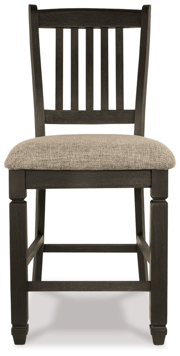 Tyler Creek - Upholstered Barstool (Set of 2) - Black / Grayish Brown