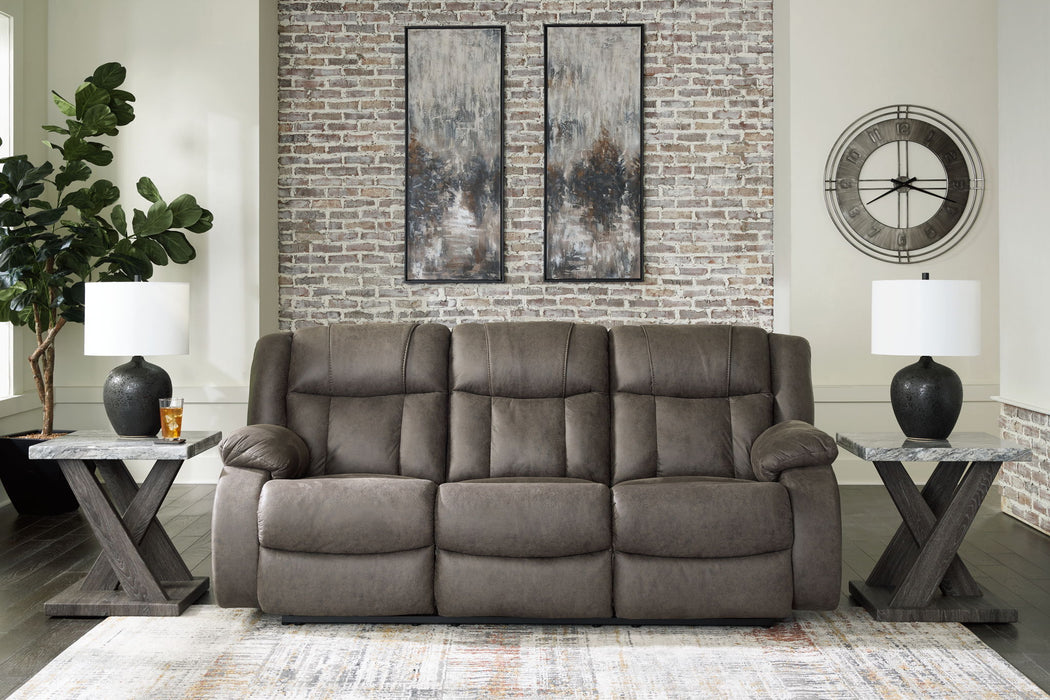 First Base - Reclining Sofa - Faux Leather - Gunmetal