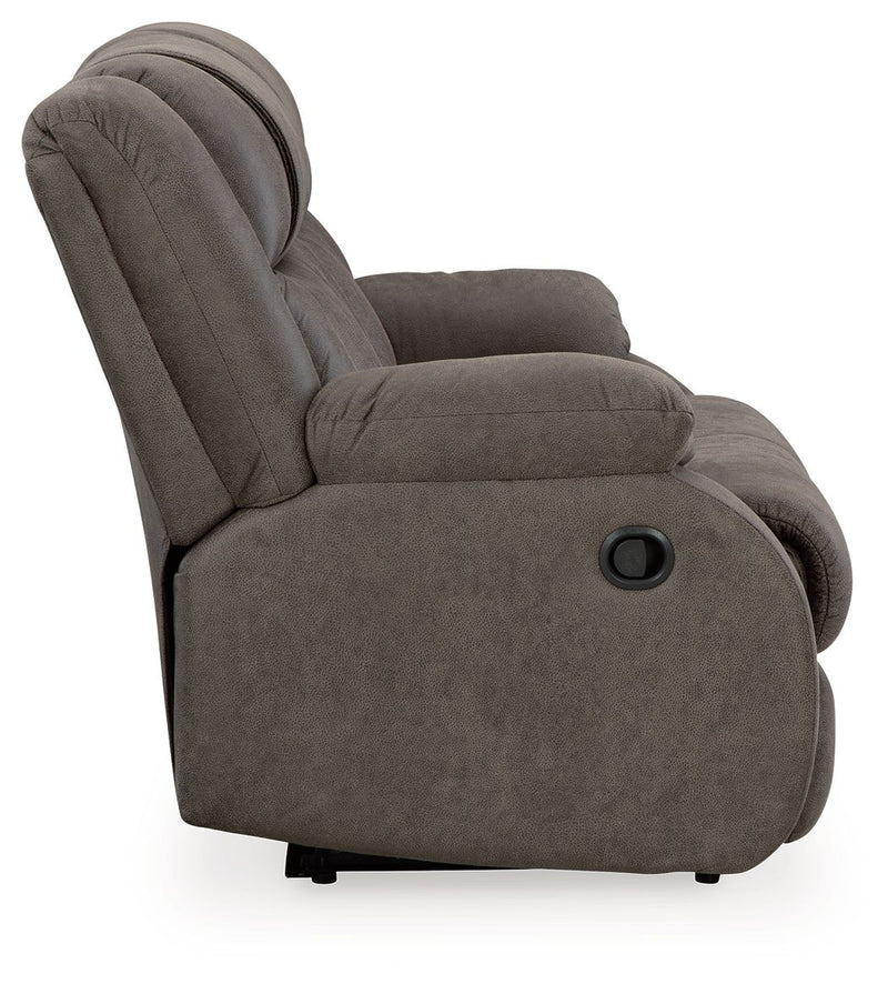 First Base - Reclining Loveseat - Faux Leather - Gunmetal