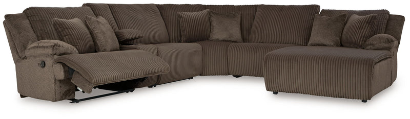 Top Tier - 6-Piece Reclining Sectional With Raf Press Back Chaise - Fabric - Chocolate