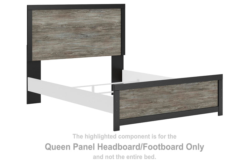 Broachmyn - Queen Panel Headboard/Footboard - Black / Gray - Wood