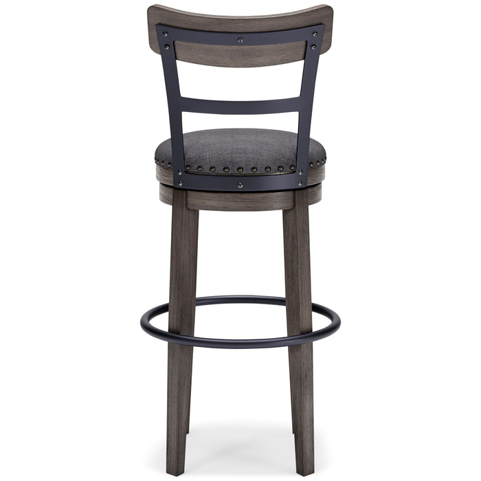 Caitbrook - Tall UPH Swivel Barstool - Gray