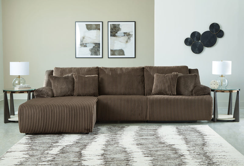 Top Tier - 3-Piece Sectional Reclining Sofa With Left-Arm Facing Press Back Chaise - Chocolate
