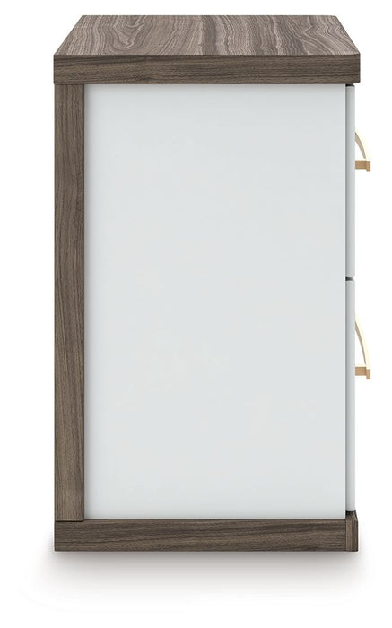 Kendanport - Two Drawer Night Stand - Brown / White