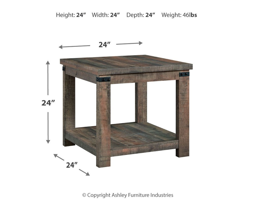 Hollum - Square End Table - Rustic Brown