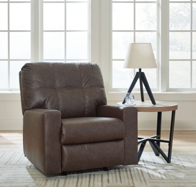 Barlin Mills - Rocker Recliner - Faux Leather - Umber