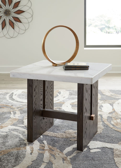 Burkhaus - Rectangular End Table - White / Dark Brown