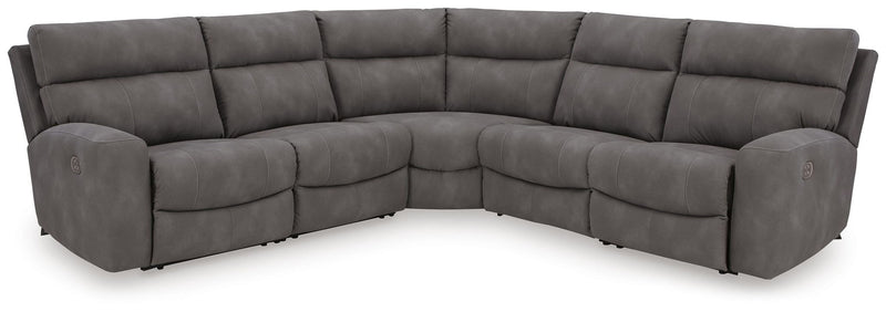 Next-Gen Durapella - 5-Piece Power Reclining Sectional - Slate - Faux Leather