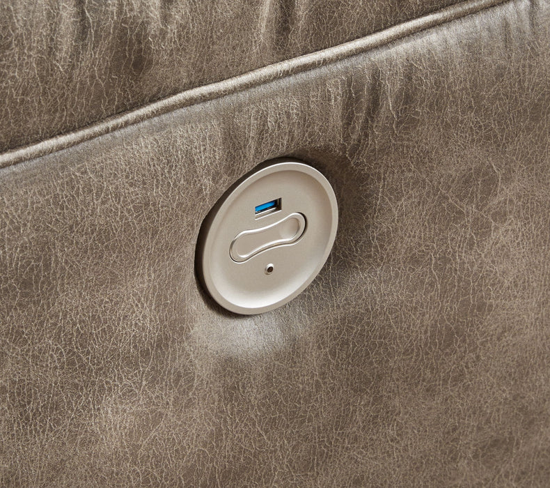 Ravenel - 4-Piece Power Reclining Sectional With Laf Power Reclining Loveseat With Console - Faux Leather - Fossil