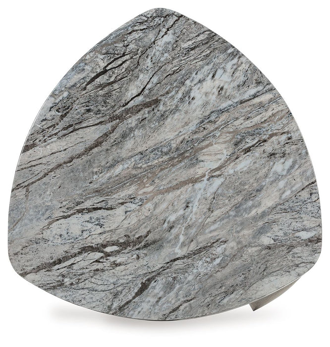 Surmour - Triangle End Table - Gray / Brown