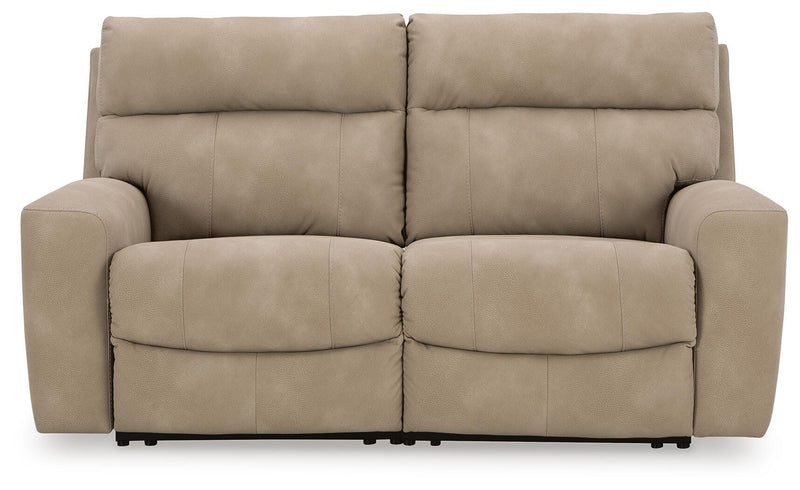 Next-Gen Durapella - 2-Piece Power Reclining Sectional Loveseat - Sand - Faux Leather