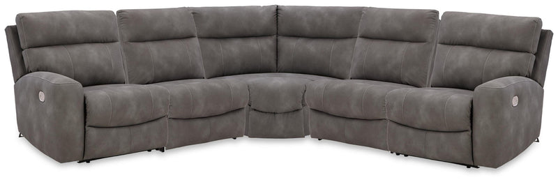 Next-Gen Durapella - 5-Piece Power Reclining Sectional With RAF And LAF Recliners - Slate - Faux Leather
