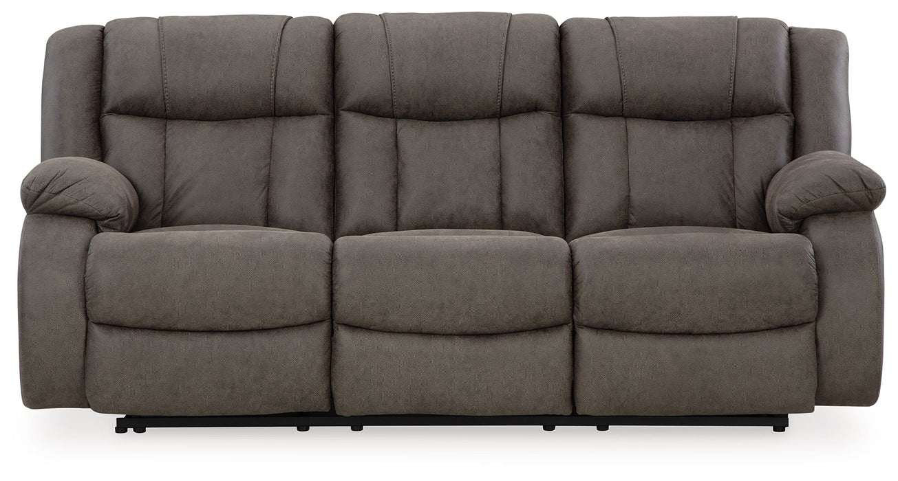 First Base - Reclining Sofa - Faux Leather - Gunmetal