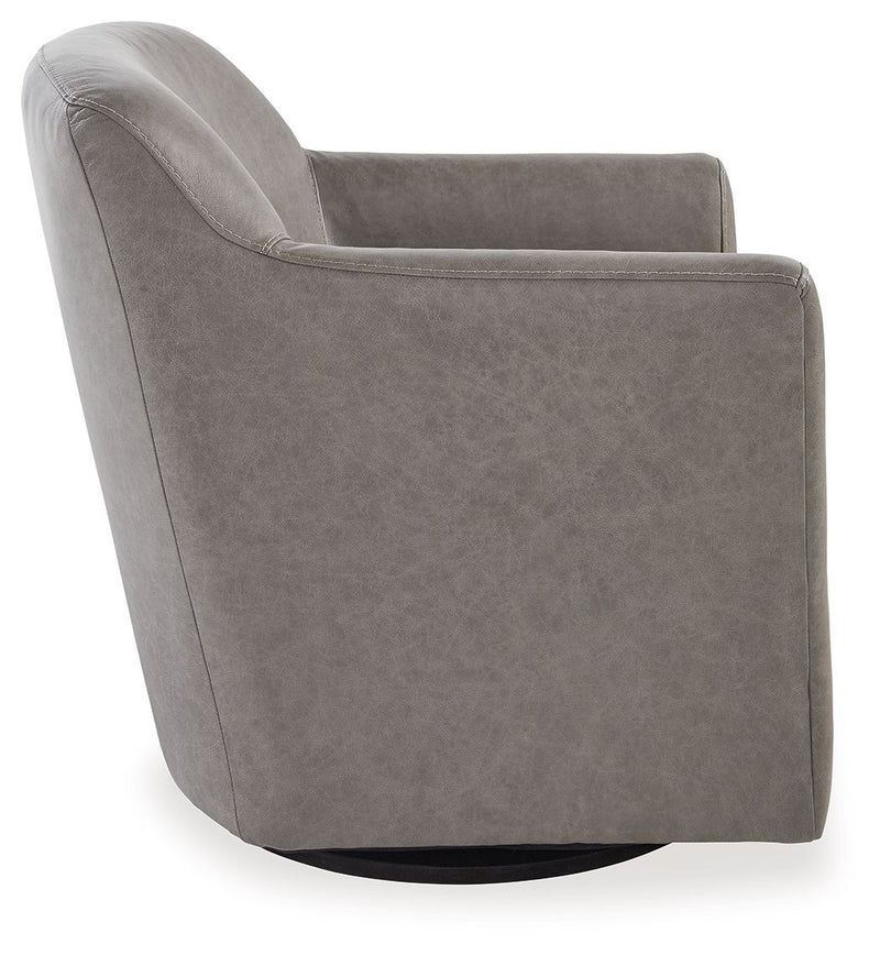 Bradney - Swivel Accent Chair - Leather Match - Fossil