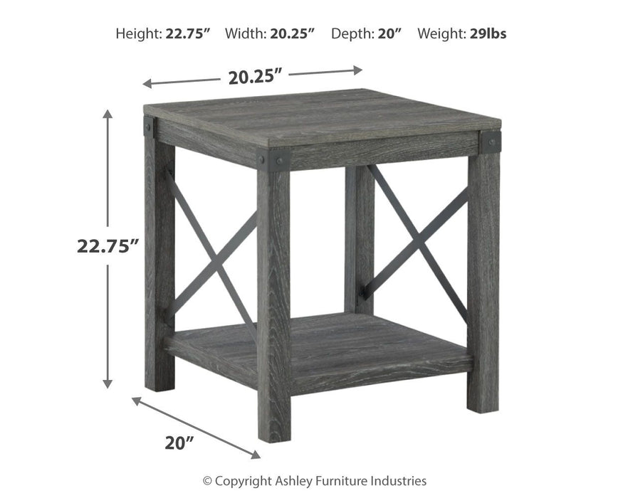 Freedan - Square End Table - Grayish Brown