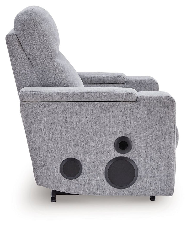 Pineland - Glider Power Recliner With Audio System - Pewter