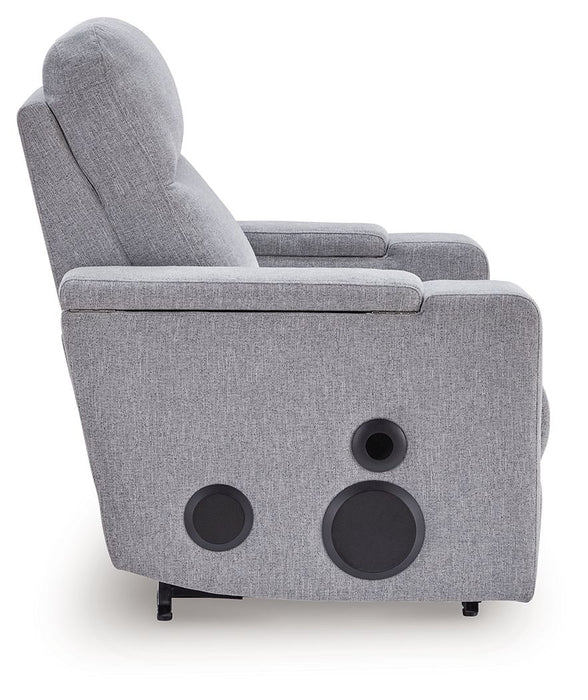 Pineland - Glider Power Recliner With Audio System - Pewter