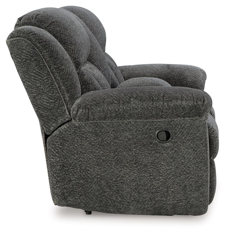 Frohn - Dbl Reclining Loveseat With Console - Fabric - Graphite