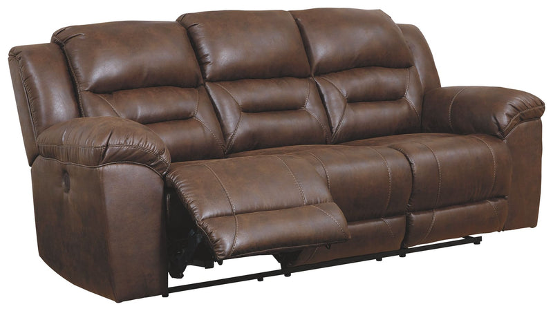 Stoneland - Power Reclining Sofa - Faux Leather - Chocolate