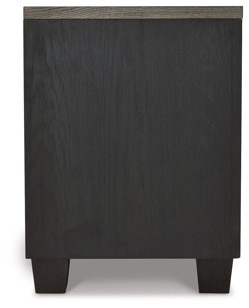 Foyland - Two Drawer Night Stand - Black / Brown