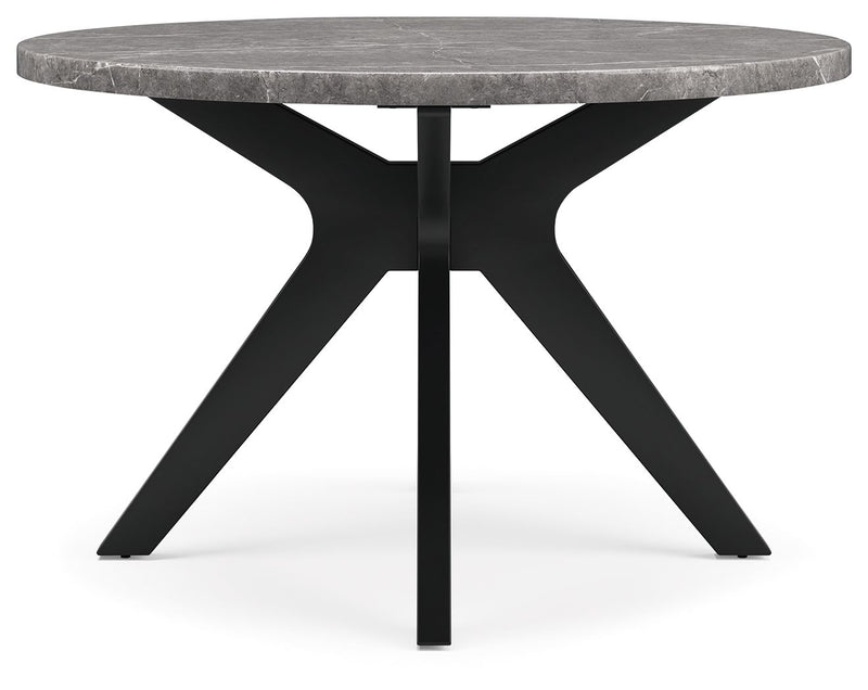 Glinari - Round Dining Room Table - Taupe / Black