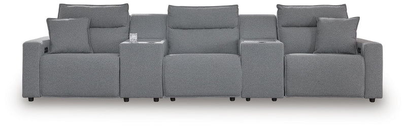 Modmax II - 5-Piece Power Reclining Sectional With Power Armless Recliner And 2 Consoles - Salt And Pepper - Next-Gen Nuvella
