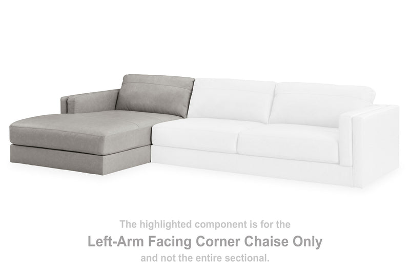 Amiata - Laf Corner Chaise - Leather Match - Glacier