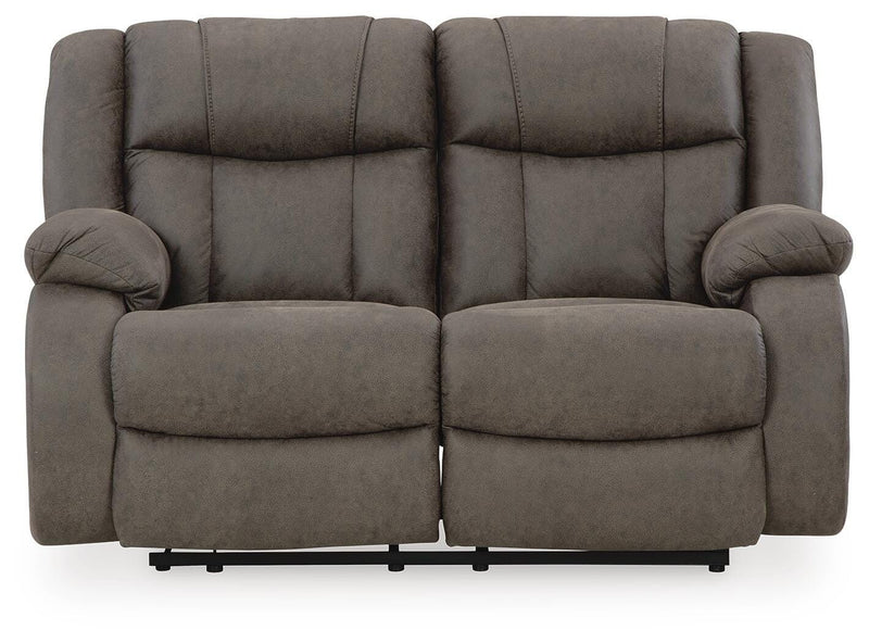 First Base - Reclining Loveseat - Gunmetal - Faux Leather