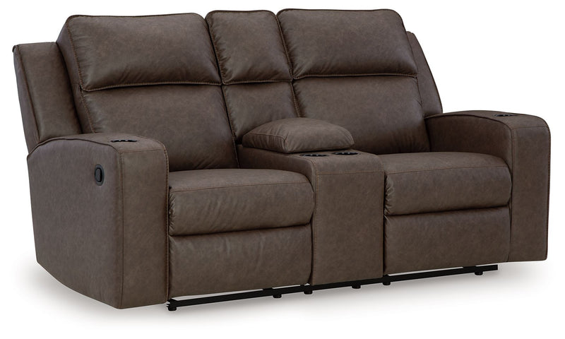Lavenhorne - Dbl Reclining Loveseat W/Console - Faux Leather - Granite