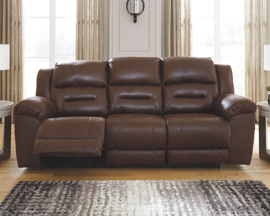 Stoneland - Power Reclining Sofa - Faux Leather - Chocolate