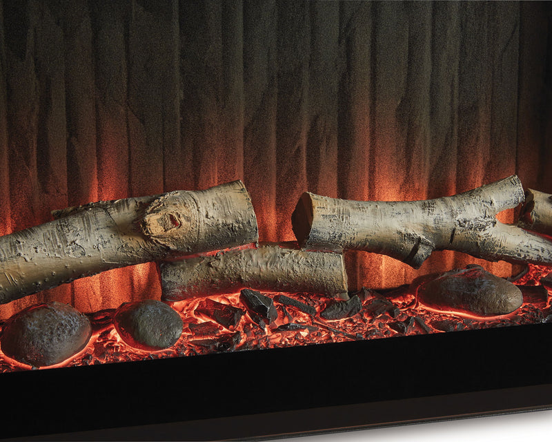 Entertainment Accessories - Fireplace Insert With Faux Birch Log Set - Black