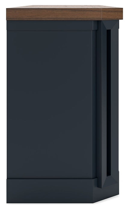 Landocken - XL TV Stand W/Fireplace Option - Brown / Blue