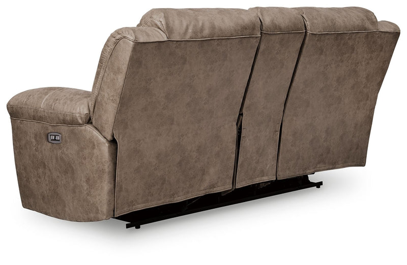 Stoneland - Dbl Power Reclining Loveseat W/Console - Faux Leather - Fossil
