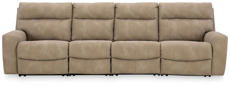 Next-Gen Durapella - 4-Piece Power Reclining Sectional With 2 Power Armless Recliners - Sand - Faux Leather