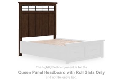 Taffenbrook - Queen Panel Headboard With Roll Slats - Medium Brown