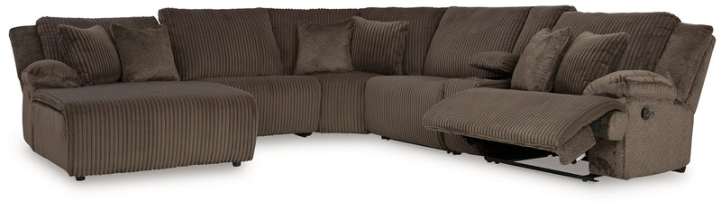 Top Tier - 6-Piece Reclining Sectional With Laf Press Back Chaise - Fabric - Chocolate