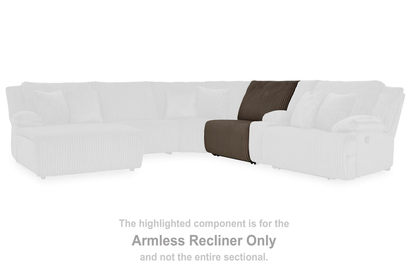 Top Tier - Armless Recliner - Fabric - Chocolate
